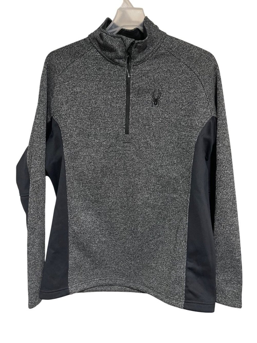 Spyder Quarter-Zip Pullover Mens L Black & Gray Athletic Sweater Warm Layering